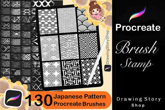 Download 130 Procreate Japanese Pattern Brushes - Premium Resources