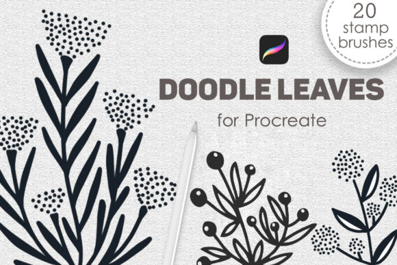 Download Doodle Leaves Procreate Stamp Brushes - Leaves procreate Collection