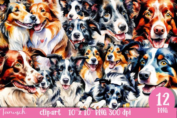 Download Watercolor Border Collie Clipart PNG - Collie Collection
